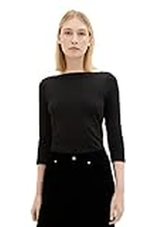 TOM TAILOR Camiseta básica de mujer con manga tres cuartos, , S