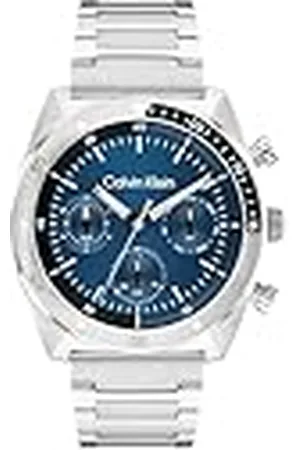 Calvin Klein Reloj Analógico de Cuarzo Multifunción para Hombre Colección CK Flex con Correa de Acero Inoxidable Plateada - 25200464