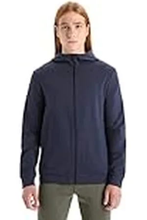 Icebreaker Sudadera de Manga Larga con Capucha y Cremallera Central Classic para Hombre - Capa Media de Lana Merino, Running Top - , XL