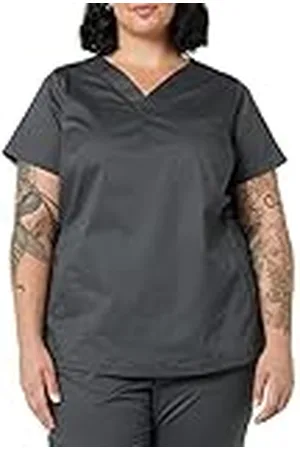 Amazon Top de corte clásico con cuello de pico y manga corta (disponible en tallas grandes), ideal para sanitarios Mujer, , M