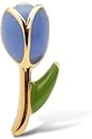SINGULARU Pendiente Suelto Tulipán. Plata de Ley 925 con Acabado Baño de de 18kt. Flor Motivo Esmalte y Tuerca a Presión. Joyas para Mujer