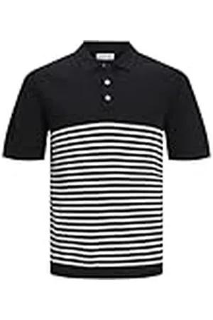 JACK & JONES Jjeemil Polo de Punto S/S Sn Pantalones Vaqueros, Negro 1, M para Hombre