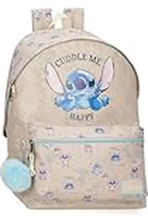 Disney Joumma Stitch Cuddle Me happy Mochila Escolar Beige 31x44x15 cms Poliéster