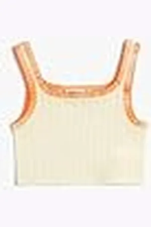 Koton Crocheted Crop Tank Top Sleeveless U Neck, Camiseta de Tirantes Anchos niñas,