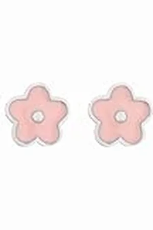 Luxenter Pendientes para Niña en Plata de Ley 925 con Lacado Color y Plateado Acabado en Rodio Modelo Flor