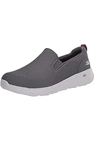 Skechers GO WALK MAX CLINCHED, Zapatillas para Hombre, Gray Textile /Burgundy Trim, 42.5 EU