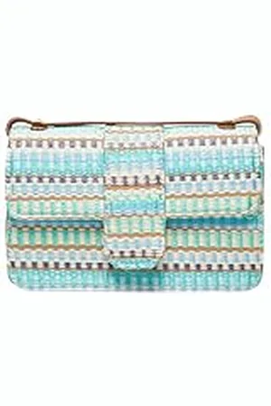 Springfield Bolso Caja Rafia Multicolor, Mujer, Tonos Azules