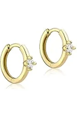 Amazon Pendientes Huggie de Oro Amarillo de 9 Quilates con Circonita Cúbica (previamente Amazon Collection)