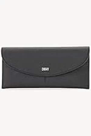 DKNY Cartera clásica Casual con Solapa de fénix para Mujer, Color Negro/Plateado, Talla única, Cartera clásica con Solapa de fénix