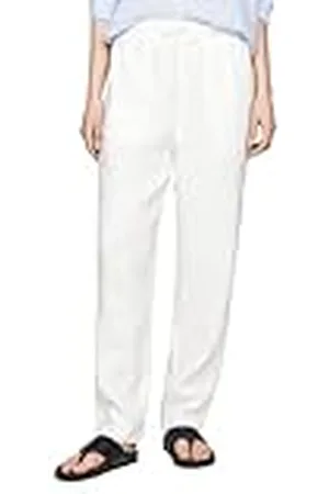 Tommy Hilfiger Pantalón de tela Mujer Casual Linen Pull On Pant Corte cónico, Weiß (Blanco), 36