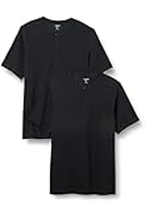 Amazon Camisa de manga corta Henley y corte recto (disponible en tallas grandes y largos especiales) Hombre, Pack de 2, , S