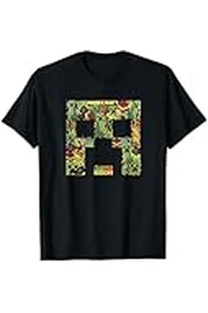 Minecraft Creeper Big Face Collage Camiseta
