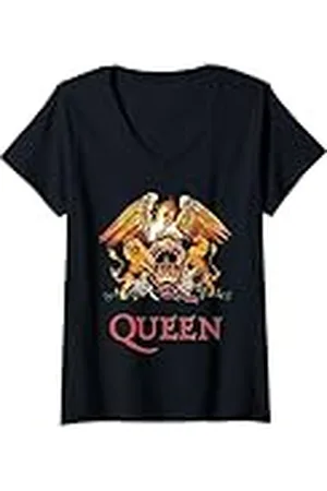 Queen Escudo clásico oficial de la reina Camiseta Cuello V