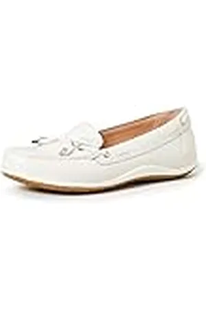 Geox D Vega Moc B, Mocasines para Mujer, Blanco (Off White), 38 EU