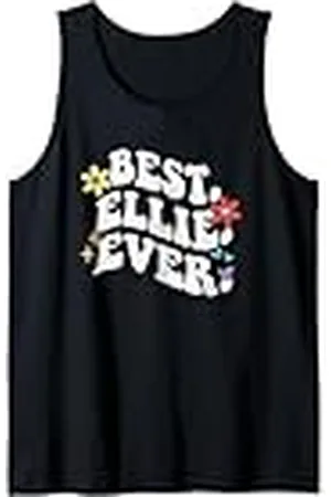 Personalized Name Mothers Day outfit For Women Retro Groovy Best Ellie Ever First Name Día de la Madre Niña Camiseta sin Mangas