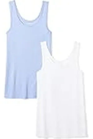 Amazon Camiseta Ajustada sin Mangas Mujer, Pack de 2, , L