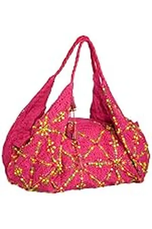 Antik Batik CROCHET - Bolsa de la compra de lana mujer, color rosa, talla 45x35x25 cm (B x H x T)