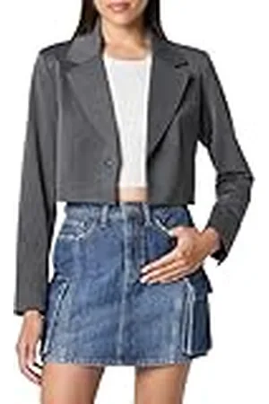 THE DROP Reims Cropped Blazer, Gris Jaspeado, L