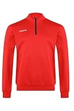 Mitre Edge Sudadera Juvenil con Cremallera de 1/4, Ropa de Entrenamiento de fútbol, Sudadera de Alto Rendimiento, Talla S Juvenil, Escarlata