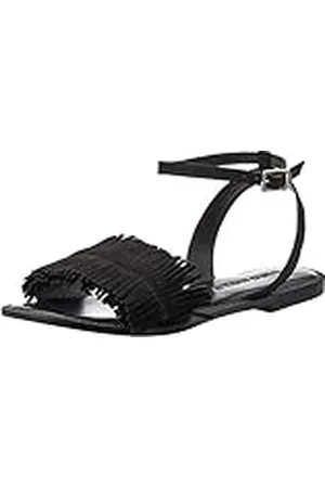 VERO MODA Vmluca Leather Sandal, de Tiras Mujer, (Black), 38 EU