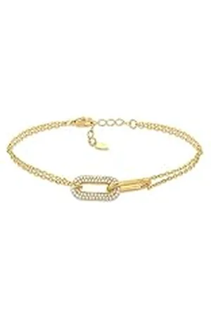 Amazon Pulsera de Eslabones Pavé de Plata de Ley Bañada en Oro
