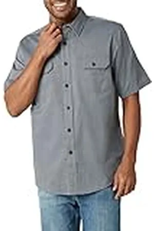 Wrangler Short Sleeve Classic Woven Shirt Camisa Abotonada, Gris Asfalto, XXL para Hombre