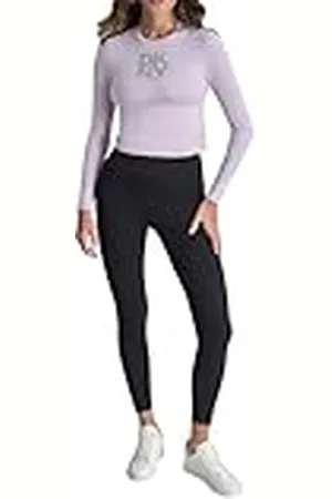 DKNY Stacked Textured Sttripe Logo Long Sleeve tee Camiseta, , S Mujeres