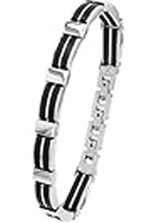 Amor Pulsera de caucho de acero inoxidable para hombre, 20+2 cm, plateada, se entrega en estuche de regalo, 9342433