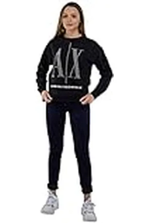 Armani Exchange Sudadera Studded Icon, Negro, S para Mujer