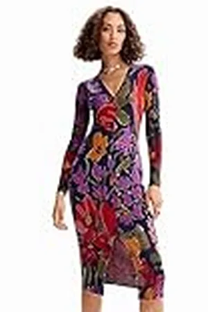 Desigual Woman Flat Knit Dress Long Sleeve Vestido, , Large para Mujer