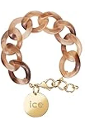 Ice-Watch ICE Jewellery, Chain Bracelet, Brown tan, Pulsera de malla XL para mujer con medalla de oro (021230)
