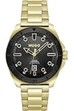 HUGO BOSS Reloj Analógico de Cuarzo para Hombre Colección #Visit con Correa de Acero Inoxidable de Color Dorado - 1530304