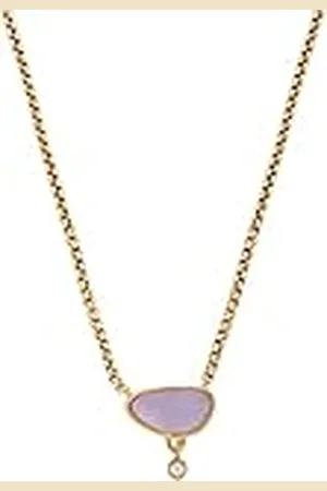 Skagen Collar para Mujer Sea Glass Collar de cadena de vidrio morado, Longitud: 406mm+51mm, Ancho: 9.3mm, Altura: 9.4mm, SKJ1709710