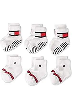 Tommy Hilfiger Crew Sock, (White), 23 (Pack de 6) Unisex Bebé