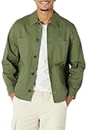 Amazon Chaqueta Utilitaria de Algodón Elástico de Corte Holgado Hombre, , L