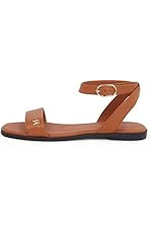 Tommy Hilfiger Sandalias Mujer Ankle Strap de piel, Marrón (Cinnamon Bark), 38