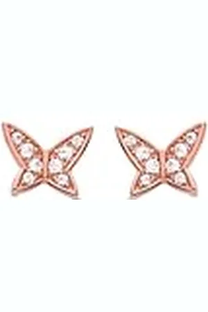 Luxenter Pendientes para Niña en Plata de Ley 925 con Circonita Brillante Color Oro Acabado en Oro de 18k Tamaño 7 x 5,5 mm Modelo Mariposa
