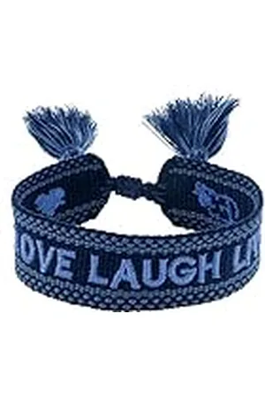 Engelsrufer Pulsera de mujer de poliéster y algodón en negro y con bordado Love Laugh Live, cierre de cordón, tamaño ajustable, 15,5-25 cm, Poliéster Lana, No es una piedra preciosa