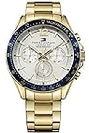 Tommy Hilfiger Reloj Multifunción de Cuarzo para Hombre 48mm - Pulsera de Acero Inoxidable , Esfera Plateada Blanca, 3 Subesferas, Resistente al Agua 5ATM - 1791121