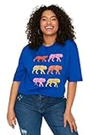 Trendyol Camiseta de Punto de Cuello Redondo para Mujer, Talla Camisa, , 6XL Grande