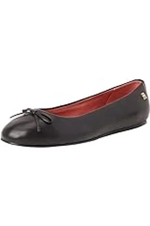 Tommy Hilfiger Bailarinas Mujer Flat Bow de piel, (Black), 40