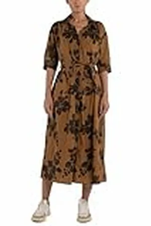 Replay Vestido de algodón Mujer, Multicolor (Ladrillo/Marrón 010), L