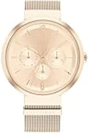 Tommy Hilfiger Reloj Analógico de Cuarzo Multifunción para Mujer con Correa de Malla de Acero Inoxidable de Oro Rosa - 1782538