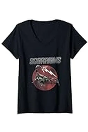 Scorpions Mujer Camisa Manga Corta Cuello V Negro Talla S