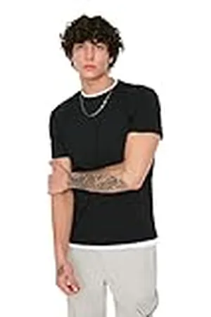 Trendyol Camiseta de Manga Corta para Hombre, Color , Ajuste Regular, Cuello Redondo, XL