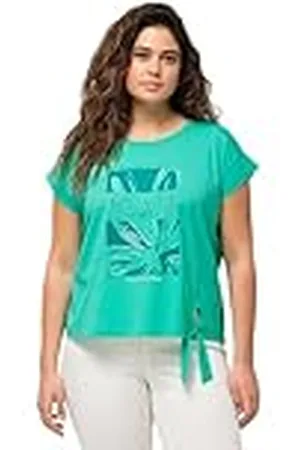 Ulla Popken Top Corto para Atar con Estampado Oversized 829241 Camiseta, , 64 ES/66 ES Mujeres