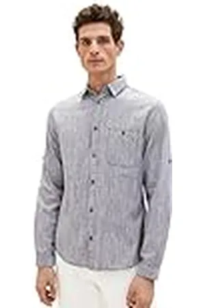 TOM TAILOR 1038456 Camisa Ajustada con Bolsillo en el Pecho, 29052-Navy Pinstripe, XL Hombres
