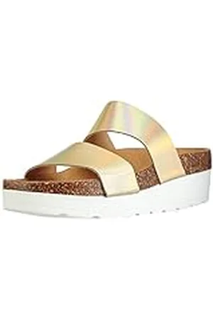 Pieces® PS Tayly Leather Sandal Gold, Sandalias de cuña Abiertas Mujer, , 38 EU