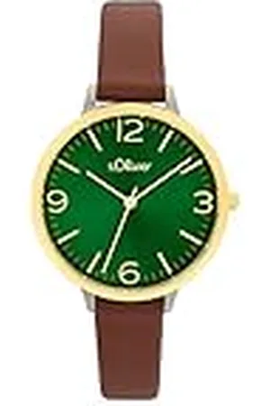 QS by s.Oliver Reloj de pulsera analógico de cuarzo para señora, con correa de piel, bicolor, hermético 3 bar, se entrega en estuche de regalo