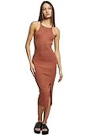 Urban classics Vestido para Mujer de Punto de Costilla Midi Cruzado, , XL